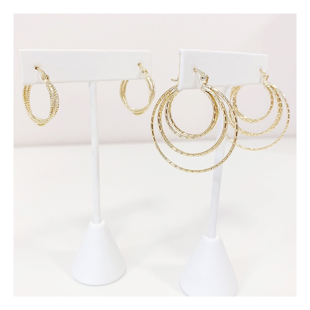2 Pack Gold Hoop Earrings Bundle